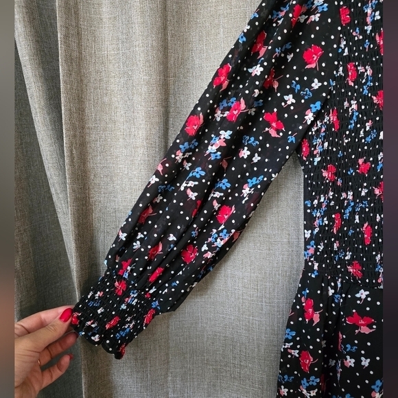 ASOS Design Womens Dress Black Botanical Print Shirred Bodice Maxi Size 10 - Picture 3 of 7